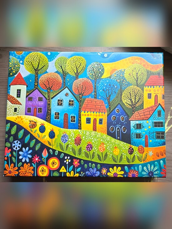 Other - Vibrant Multicolor Village 1000 Piece Puzzle- Colorful Homes and Trees
